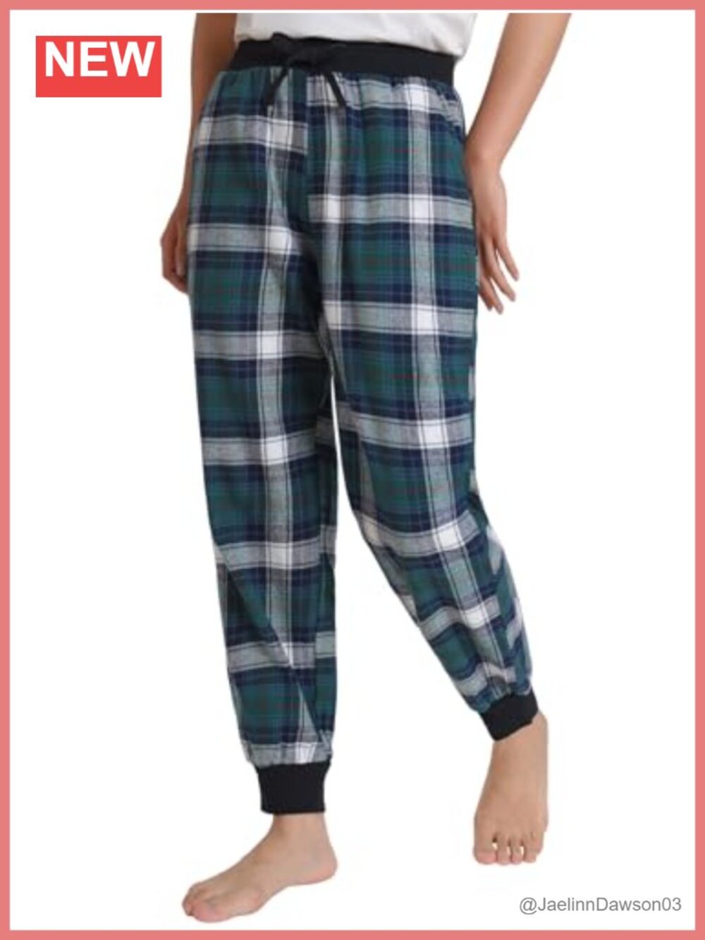 Petite Flannel Joggers Pajama Pants with Pockets Cotton